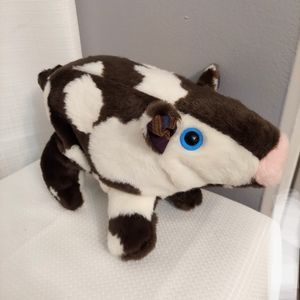 Bean Bag Pig Plush Toy Barnyard Animal Blue Eyes Faux Fur Country Farm